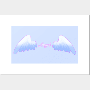 White Feathered Angel Wings Posters and Art